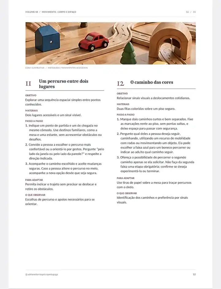 Página do Volume 6 — Movimento, corpo e espaço