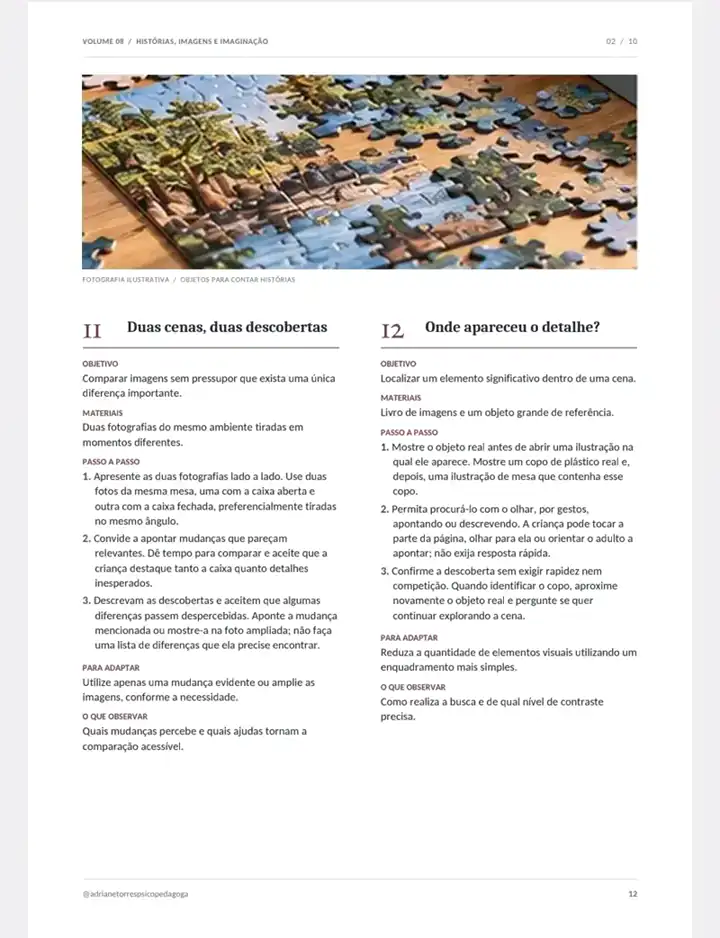 Página do Volume 8 — Histórias, imagens e imaginação