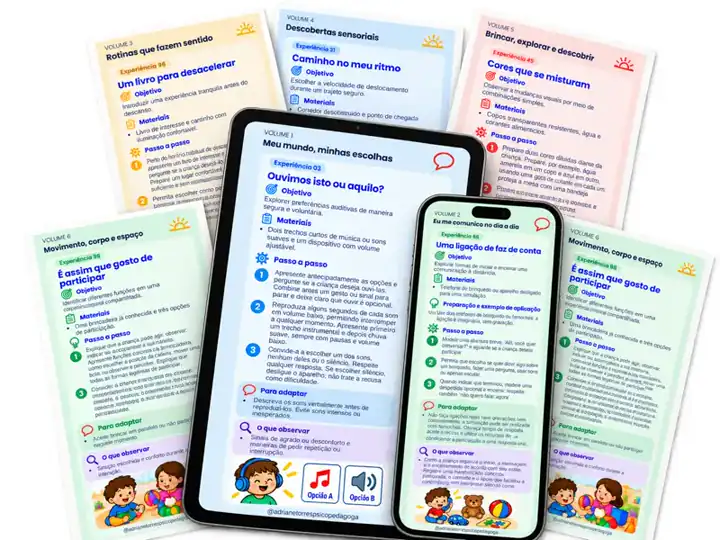 Fichas Práticas TEA em Ação — fichas, tablet e celular